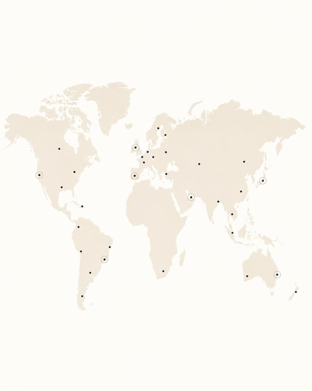 Map of the collection, with a marker on every stay