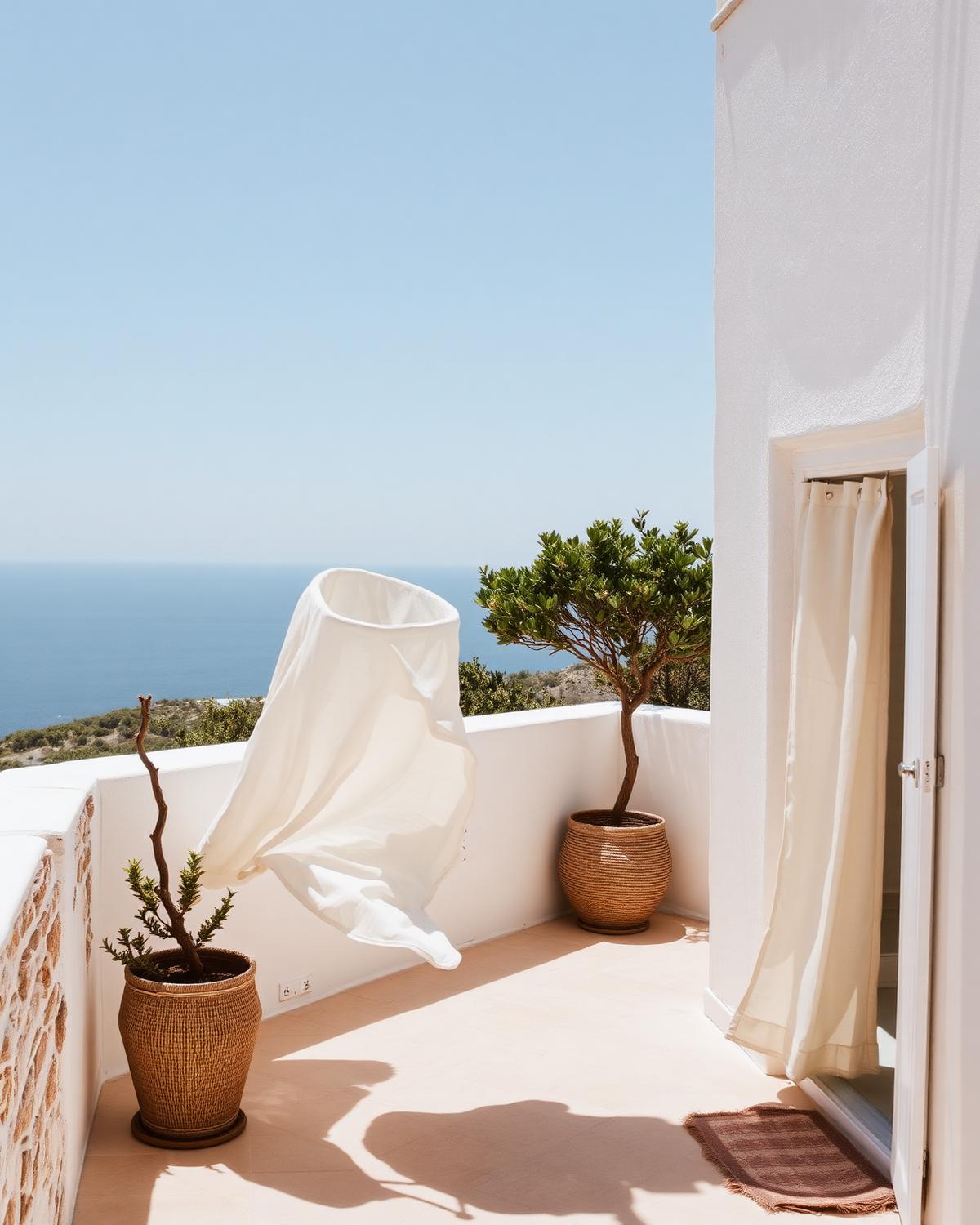 A stone terrace facing the sea